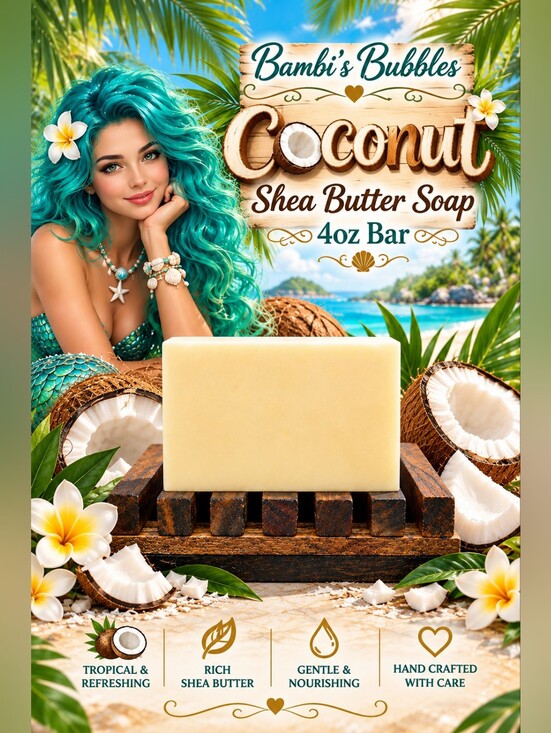 Hand Crafted Other - Hand Crafted Coconut Shea Butter 4oz Soap
